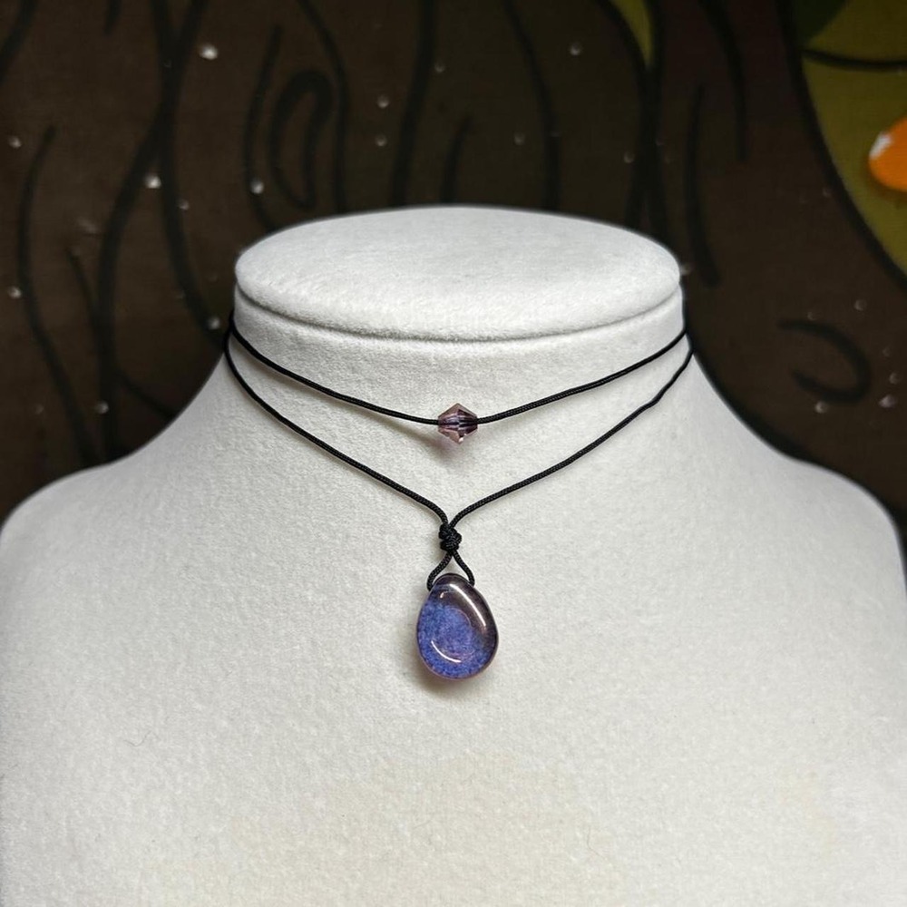 Luster purple dainty layering set boho chic adjustable czech glass indie grunge